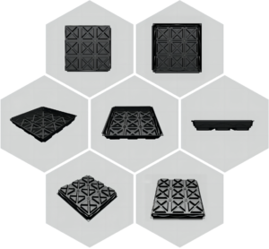 Detailed image of HT-508's advanced drainage system with four geotextile-covered drainage columns for controlled water flow.